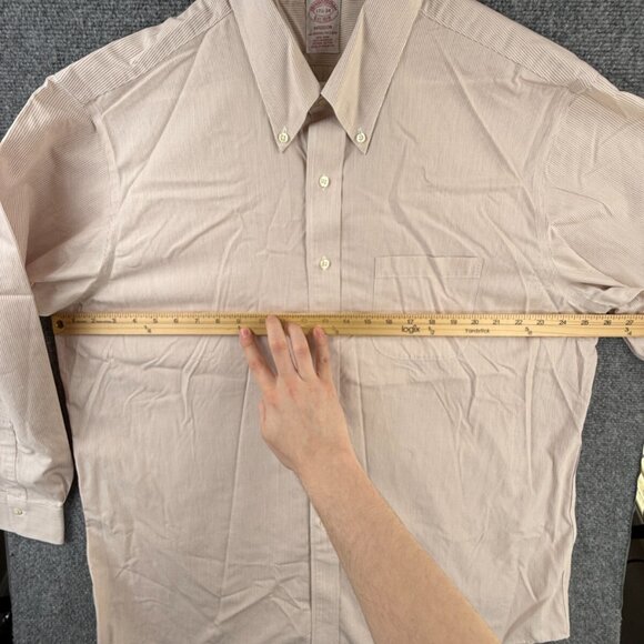 Brooks Brothers Non Iron Button Up Shirt Men Striped 17.5 34 Madison Supima - Picture 5 of 16